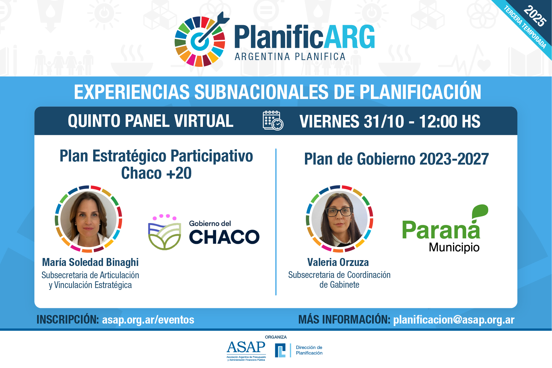 Argentina Planifica 2025: provincia de Chaco y municipalidad de Paraná